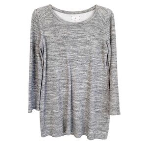Lou & Grey Tunic Sweater Marled Knit Long Sleeve Pullover Gray Large
